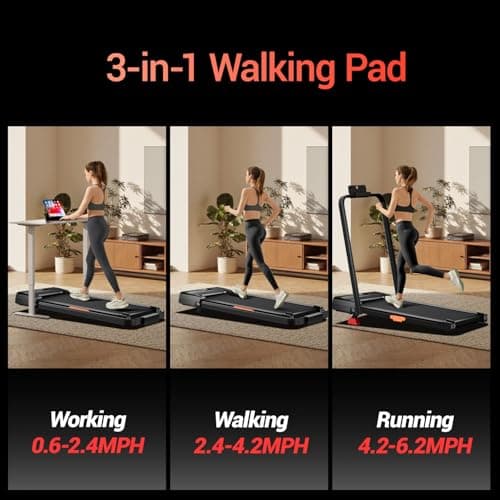 3-in-1 Foldable Treadmill with 300 LBS Capacity, 15% Walking Pad Treadmills for Home and Office, 2.5 HP Under Desk Treadmill with Quiet Brushless