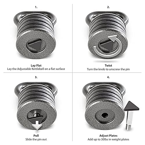 Apex Adjustable Heavy-Duty Kettlebell Weight for Strength Training and Weightlifting, Ideal Home Gym Equipment, Cast Iron, Grey APKB-5009