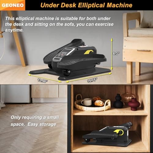 Under Desk Elliptical Machine, Electric Elliptical Exerciser for Senior, Quiet & Small Electric Seated Pedal Exerciser for Home with Display Monitor, Remote Control & 12 Adjustable Speeds (Black)