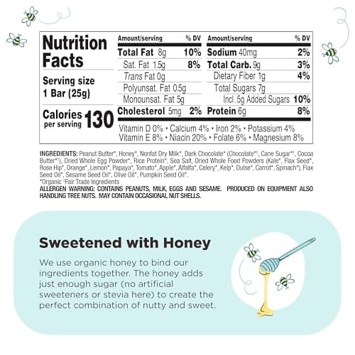 Perfect Bar Mini Dark Chocolate Chip Peanut Butter Protein Bar, Organic, 8 count, .88 oz