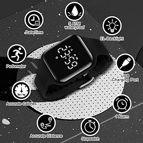 A ALPS Kids Watches for Girls Boys Digital Sport Watch with Step Counter Pedometer Vibration Alarm Clock, No App Waterproof Fitness Tracker Kids Watch Boys Girls Teens Students Ages 5-16