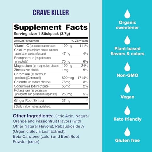 Ultima Replenisher Crave Killer Supplement and Electrolytes Powder – Tropical Fusion, 14 Stickpacks – Hydration Packets that Kick Cravings to The Curb
