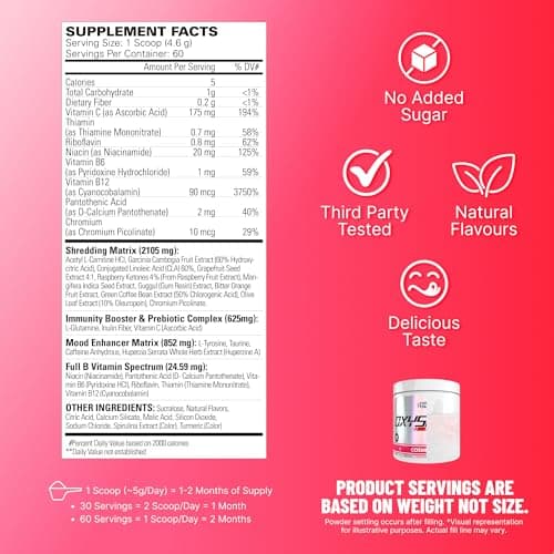 EHP Labs OxyShred Pre Workout Powder - Preworkout Powder with L Glutamine & Acetyl L Carnitine, Energy Boost Drink - Cosmic Blast, 60 Servings