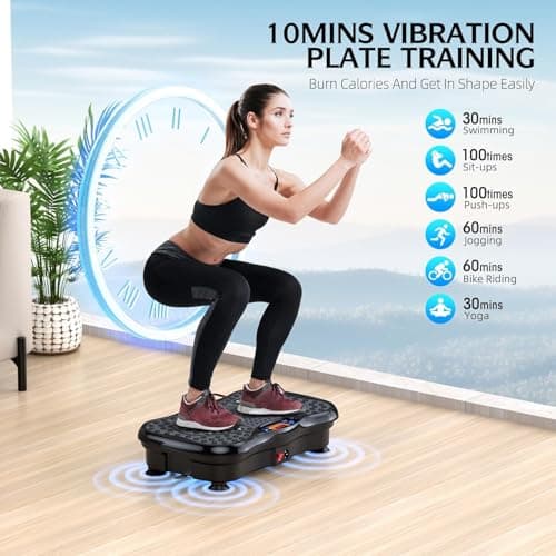 GMCXAX Vibration Plate Exercise Machine, Lymphatic Drainage Machine for Weight Loss, Lymphatic Drainage & Muscle Recovery, Multiple Speeds with Bluetooth & Remote, Max User Weight 330lbs, PureBlack