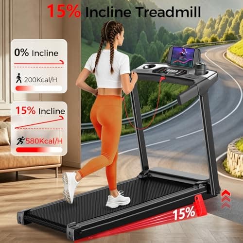 Portable Treadmill with Incline, 3.0HP Walking Pad with Handle Bar, 3-in-1 Foldable Treadmill for Home Office Small Space with Quiet Brushless, 300 LBS Capacity