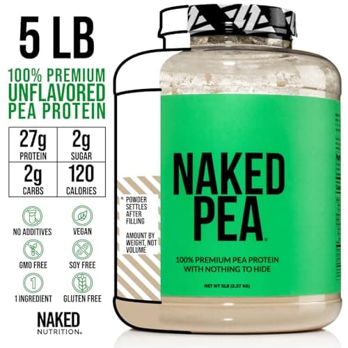NAKED Pea - 5LB 100% Pea Protein Powder from North American Farms - Unflavored Vegan Pea Protein Isolate - NSF Certified, Plant Protein Powder, Easy to Digest - 76 Servings