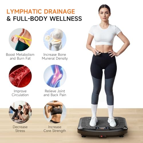 Taevno Vibration Plate Exercise Machine 450 Lbs Capacity, 199 Speeds Workout Vibrating Plate for Lymphatic Drainage Weight Loss, Full Body Shake Platform Machines for Women Men (Soft Black)