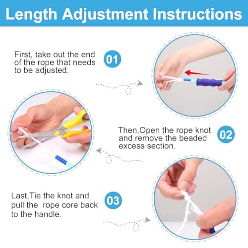 GRAWUN Jump Rope For Kids, 3 Pack Soft Beaded Jump Rope, Adjustable Length Tangle-Free Segmented Soft Beaded Skipping Rope, for Women, Men and Kids Keeping Fit, Workout and Weight Loss