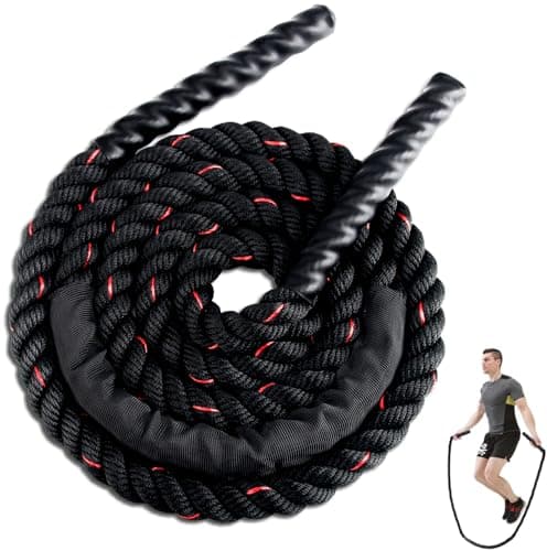 Weighted Jump Rope for Men Women, 1.5lb Heavy Jumping Ropes for Fitness, Adult Skipping Rope for Home Gym Exercise, Improve Strength and Building Muscle Workout Equipment (Black)