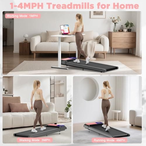 Walking Treadmill Pad with Incline, Walking 2.5HP for Home and Office, 265Lbs Weight Capacity, Treadmill with APP & Remote Control, LED Display (Flag)
