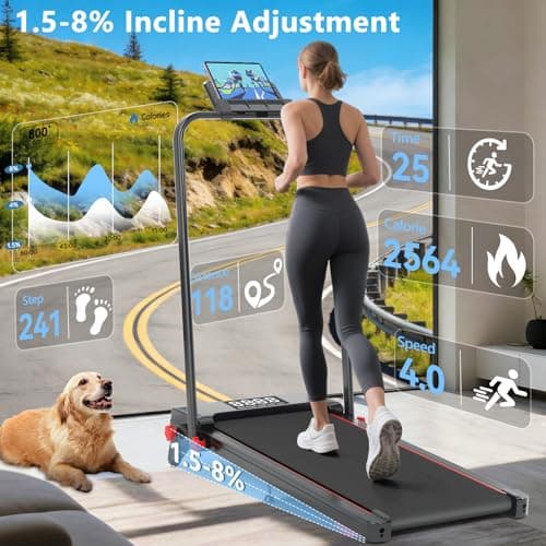 Ecogou Walking Pad with Handle Bar and Incline, 3 in 1 Under Desk Treadmill with Hiking Mode, 2.5HP Low Noise Walking Treadmill Pad with Remote Control,Portable Treadmills for Home Office, Led Display