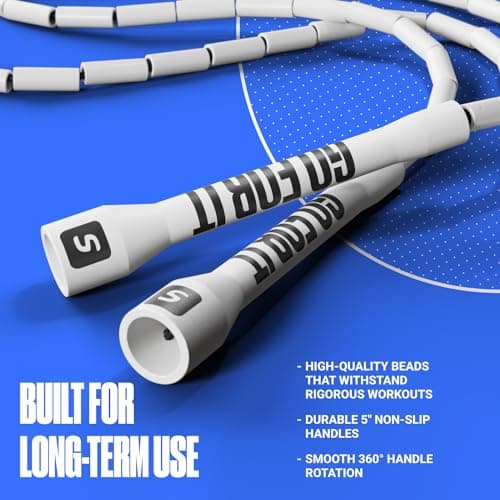 Sportbit Custom-Fit Beaded Jump Rope – Adjustable Length for Kids & Adults, Men & Women – Durable Fitness Rope for Gym & Home