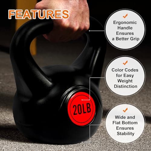 Fitvids Kettlebell Sets 4 Piece Strength Training KettleBells Weight Set 5lb, 10lb, 15lb, 20lb Kettle Bell