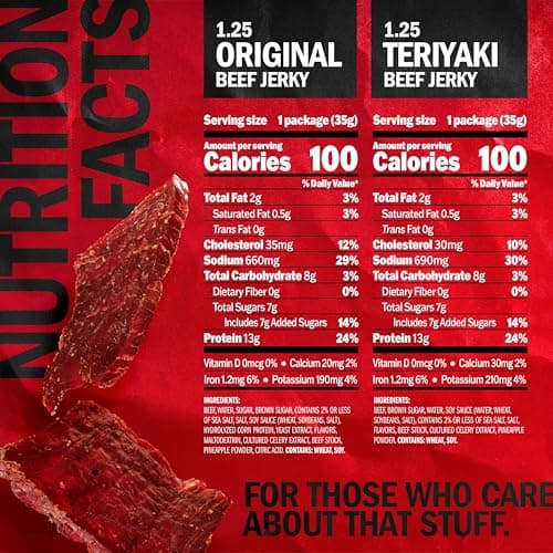 Jack Link's Beef Jerky Variety Pack - Original and Teriyaki - (9 Pack) 1.25 oz Bag - Ready to Eat Protein Snacks - 13g Protein per Serving - Made with 100% Real Beef