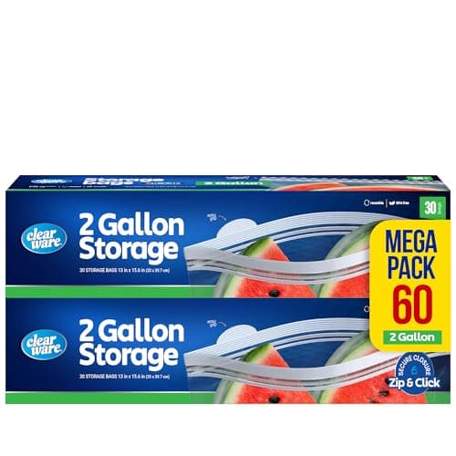 CLEARWARE 2 Gallon Matpåsar Test: 60 Resealable BPA-fria Påsar
