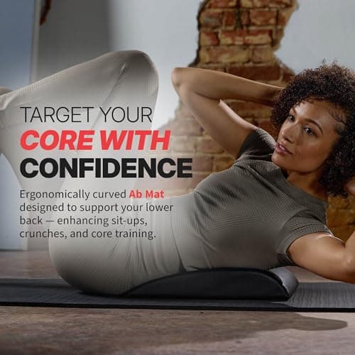 SPRI Ab Mat - Workout Mat Accessory for Abdominal Exercises, Sit-Ups, Crunches, Push-Ups, Core Training, and More - Portable Padded Shaped Mat with Curved Back Support for Toning Abs,Black