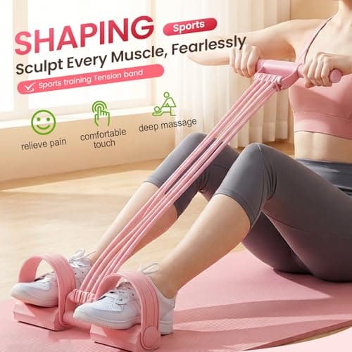 Pedal Resistance Band with Handle, 2026 New Upgrate 8 Tube Exercise Band 3‑in‑1 Multi-Function for Foot Pedal Pull, Back Stretch & Chest Expand, Portable Latex Fitness (Purple, 3 in 1)
