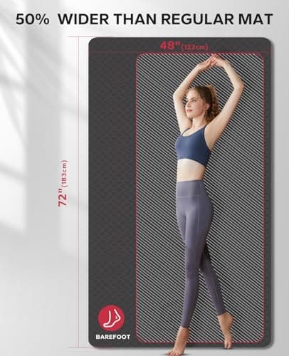 HAPBEAR Extra Large Yoga Mat - 72"x48"x6mm (1/4 inch), Non-Slip, Durable, Eco-Friendly, Thick Wide Exercise Mat for Home Workouts, Yoga, Pilates, Stretching, Meditation (Barefoot Exercise)