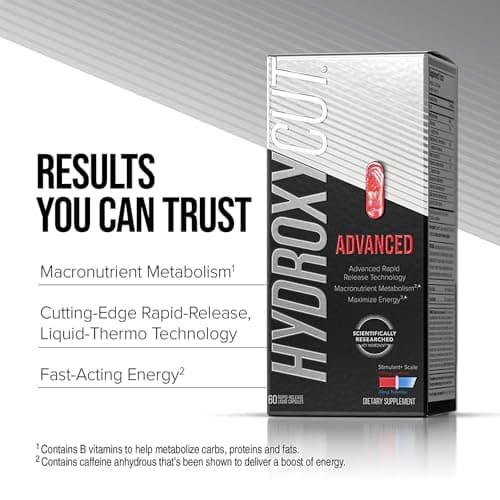 Hydroxycut Advanced - Thermogenic Supplement - Metabolism & Energy Support for Men & Women - C. Canephora Robusta, Yohimbe Extract & 200 mg Caffeine - Rapid Release Liquid Capsules - 60 Capsules