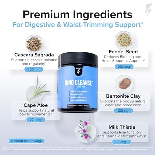 InnoSupps Inno Cleanse 14 Day Colon & Detox Flush, Waist Trimming Complex, Gut Cleanse, Digestive System Support, Stool Softener & Reduced Bloating & Occasional Constipation Relief