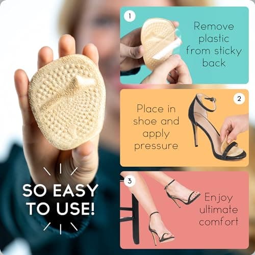 Walkize Metatarsal Pads Women | Heel Inserts for Women | Ball of Foot Cushions (2 Pairs Foot Pads) All Day Pain Relief and Comfort One Size Fits Shoe Inserts (Beige)