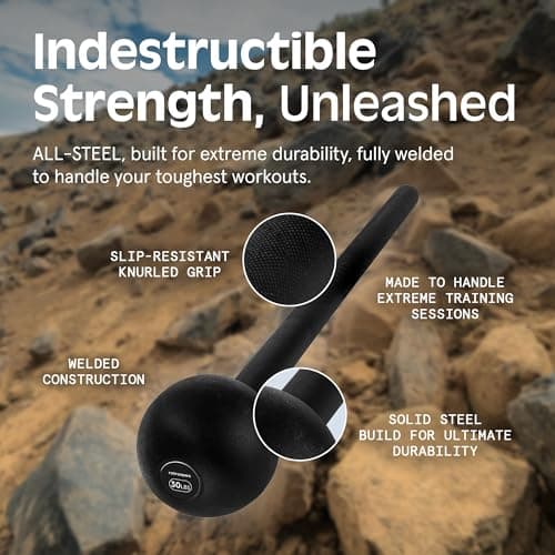 Retrospec Steel Macebell 5 to 30lbs for Men & Women Steel Mace Strength Training & Full Body Workouts, Matte Black