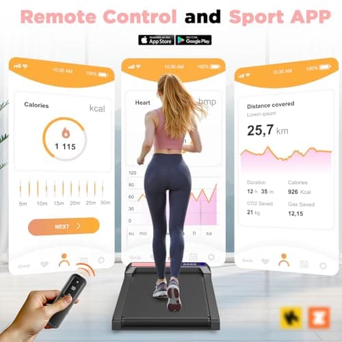 Walking Treadmill Pad with Incline, Walking 2.5HP for Home and Office, 265Lbs Weight Capacity, Treadmill with APP & Remote Control, LED Display (Flag)
