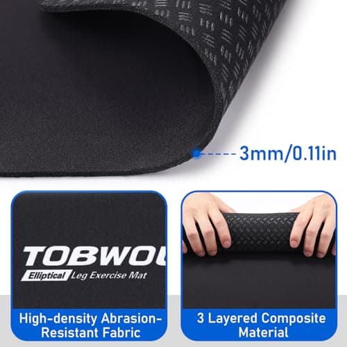 TOBWOLF Non-Slip Workout Mat for Under Desk Ellipticals, Exercise Mat for Ellipse Leg Exerciser Machine, Apply to Foot & Leg Pedal Exerciser for Seniors Fitness, Enhanced Stability & Floor Protection
