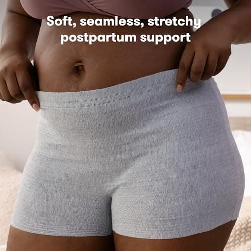 Frida Mom Postpartum Underwear, Disposable Boyshort Panties, High-Waist, Seamless, Stretch Support for Postpartum Recovery, Size XL (Waist 42"-64" Stretched), Pack of 8