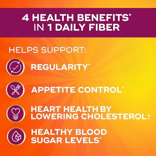 Metamucil 4-in-1 Psyllium Husk GLP-1 Friendly Fiber Supplement, Real Sugar, 114 tablespoons, Orange Flavored, Daily Fiber Powder for Digestive Health, made with Plant-Based Psyllium Husk Fiber