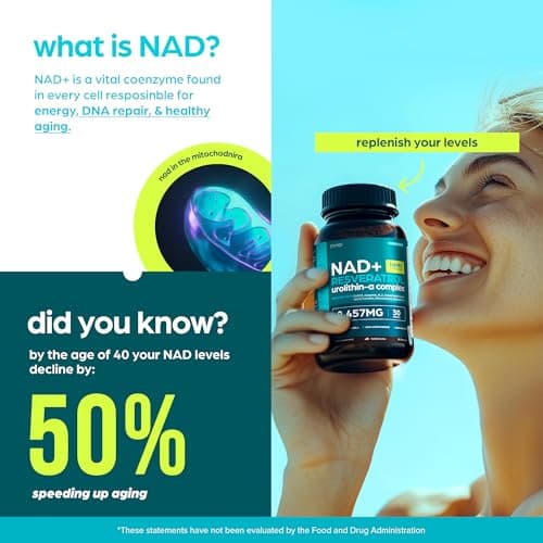 NAD Supplement Mg 8457Extra Strength NMN Alternative Liposomal + Green Tea for Women & Men w/Urolithin A, Resveratrol, CoQ10, Alpha Lipoic Acid