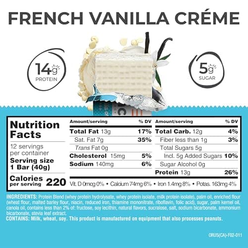 Power Crunch Protein Energy Bar, Vanilla Cream 16.9oz, Count Carton
